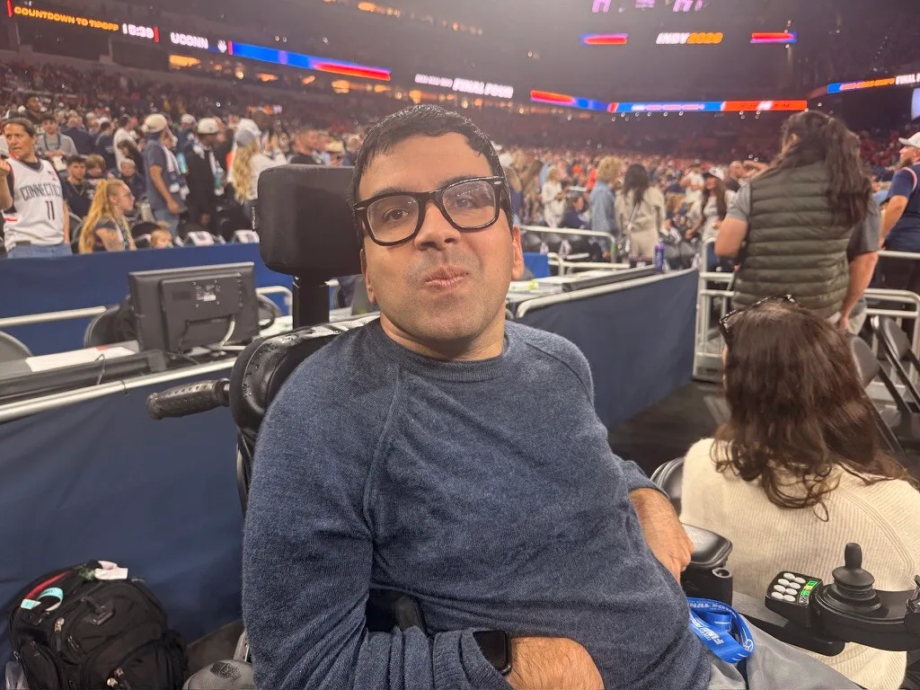 Zain Bando courtside at the 2026 NCAA Final Four at Lucas Oil Stadium in Indianapolis