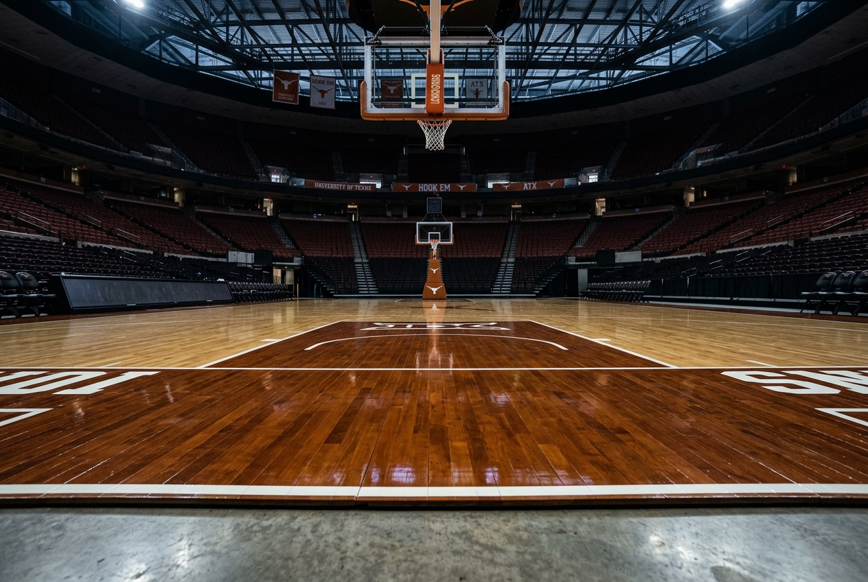 Big Ten hardwood from the baseline at tipoff