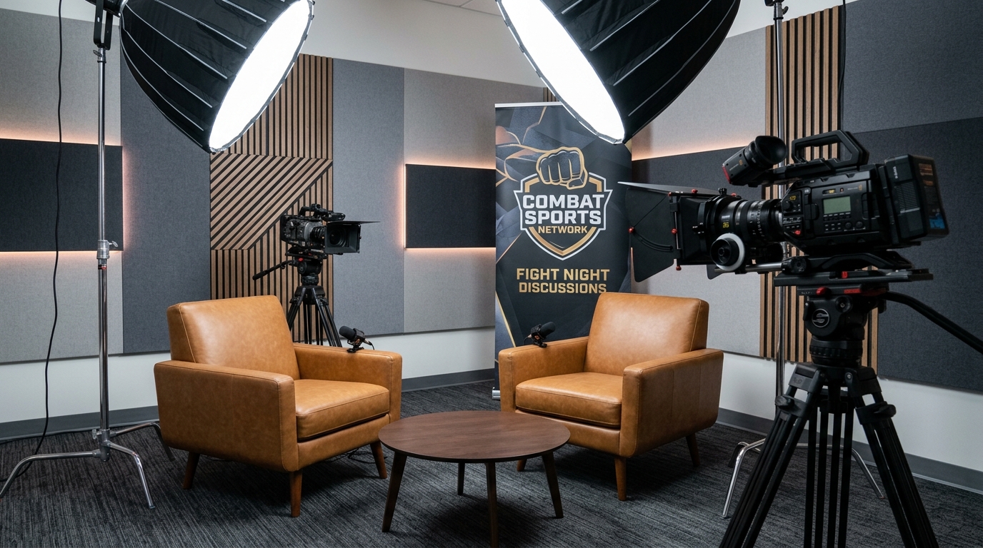 Two-camera interview setup, combat media studio
