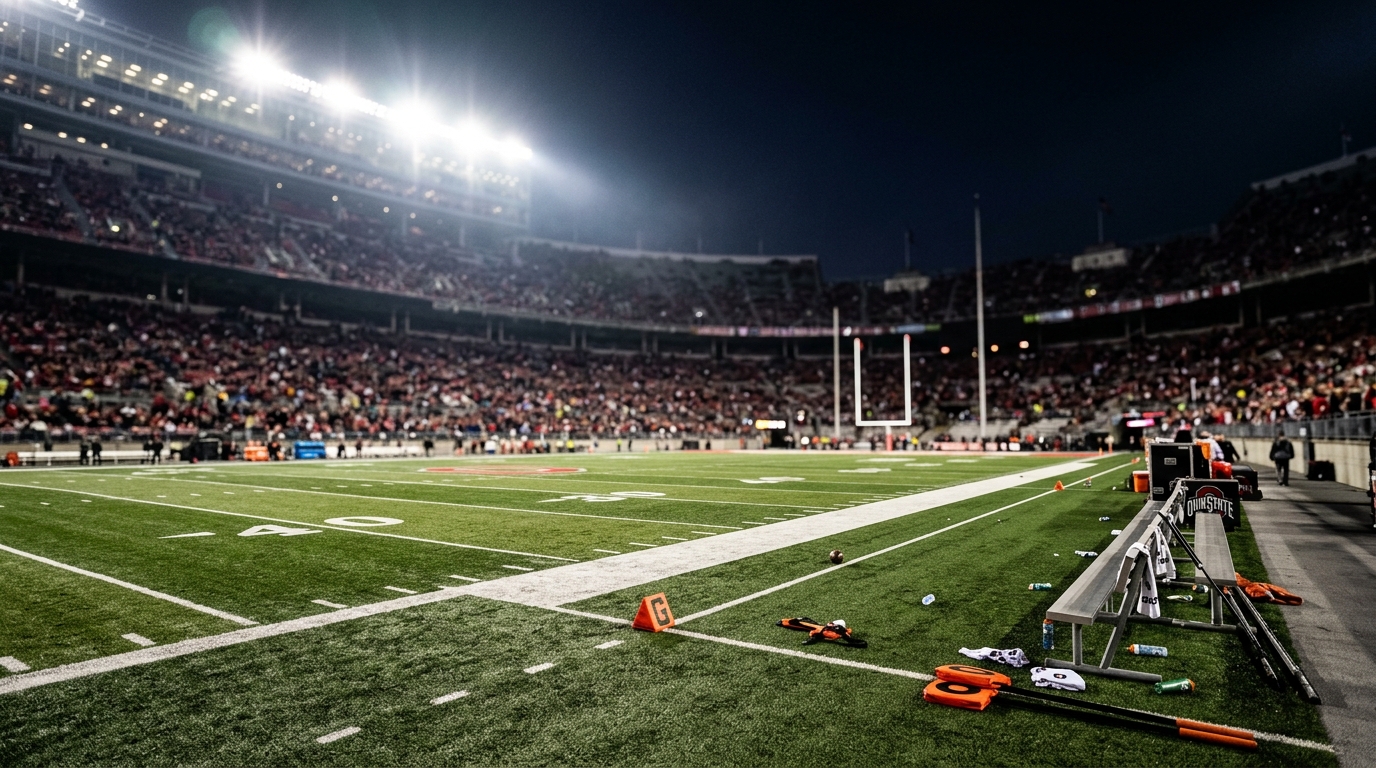 Ohio Stadium sideline under the lights